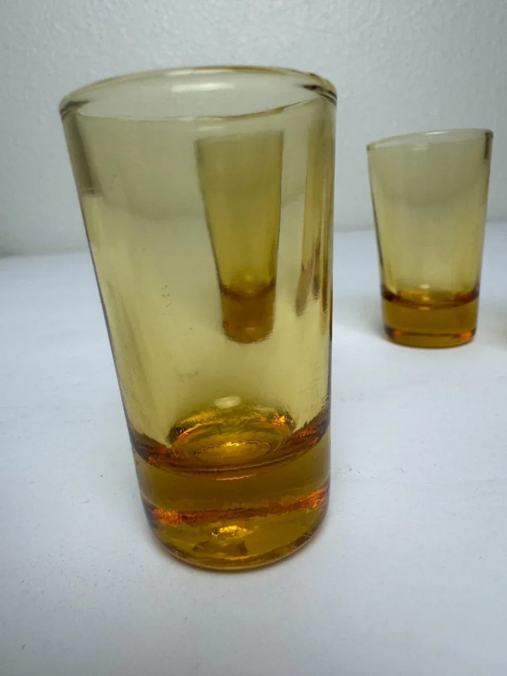 Vintage Set of 4 Amber/Cognac Colored Vodka Shot Glasses